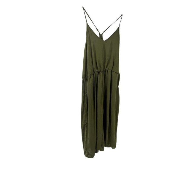 Silky Jumpsuit Green Wide Leg V Neck Racerback Size XXL Xhilaration Pocket Cute - Picture 1 of 7